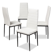 Baxton Studio Armand Modern and Contemporary White Faux Leather Upholstered Dining Chair (Set of 4)